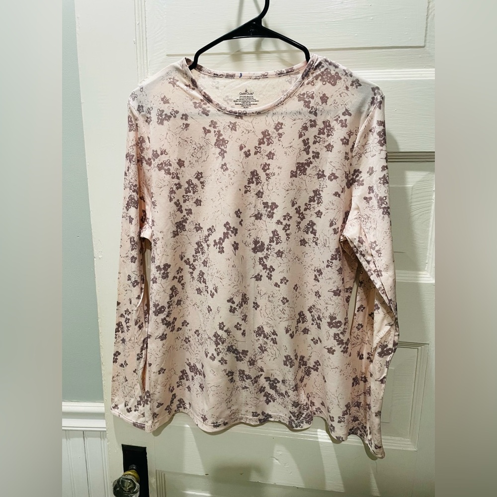 CuddleDuds Pink Floral Long Sleeve Top, Size 1X